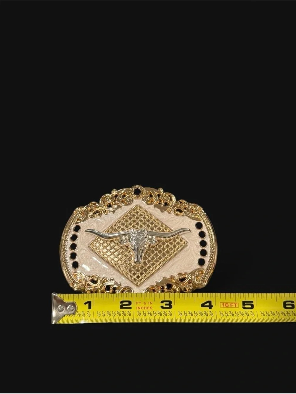 Western Gold-Tone Longhorn Belt Buckle